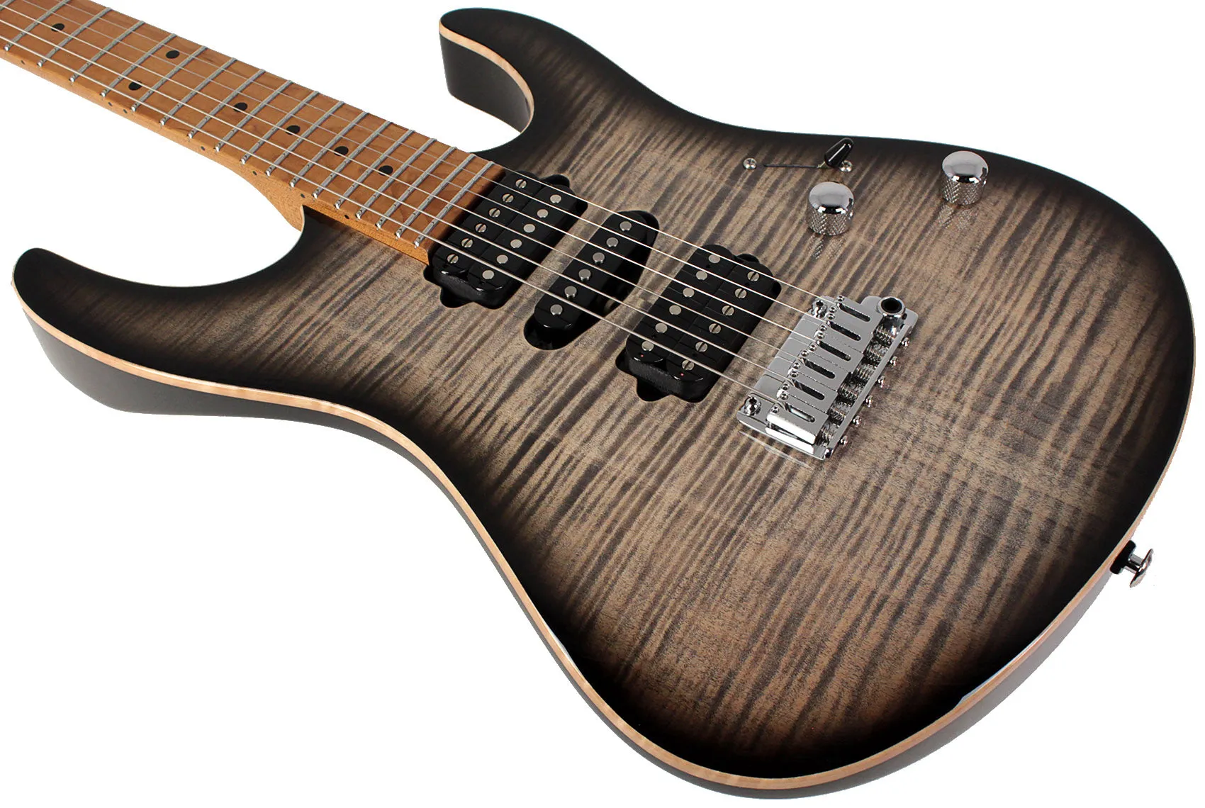 Suhr Modern Plus Guitar, Charcoal Burst, Roasted Maple, HSH