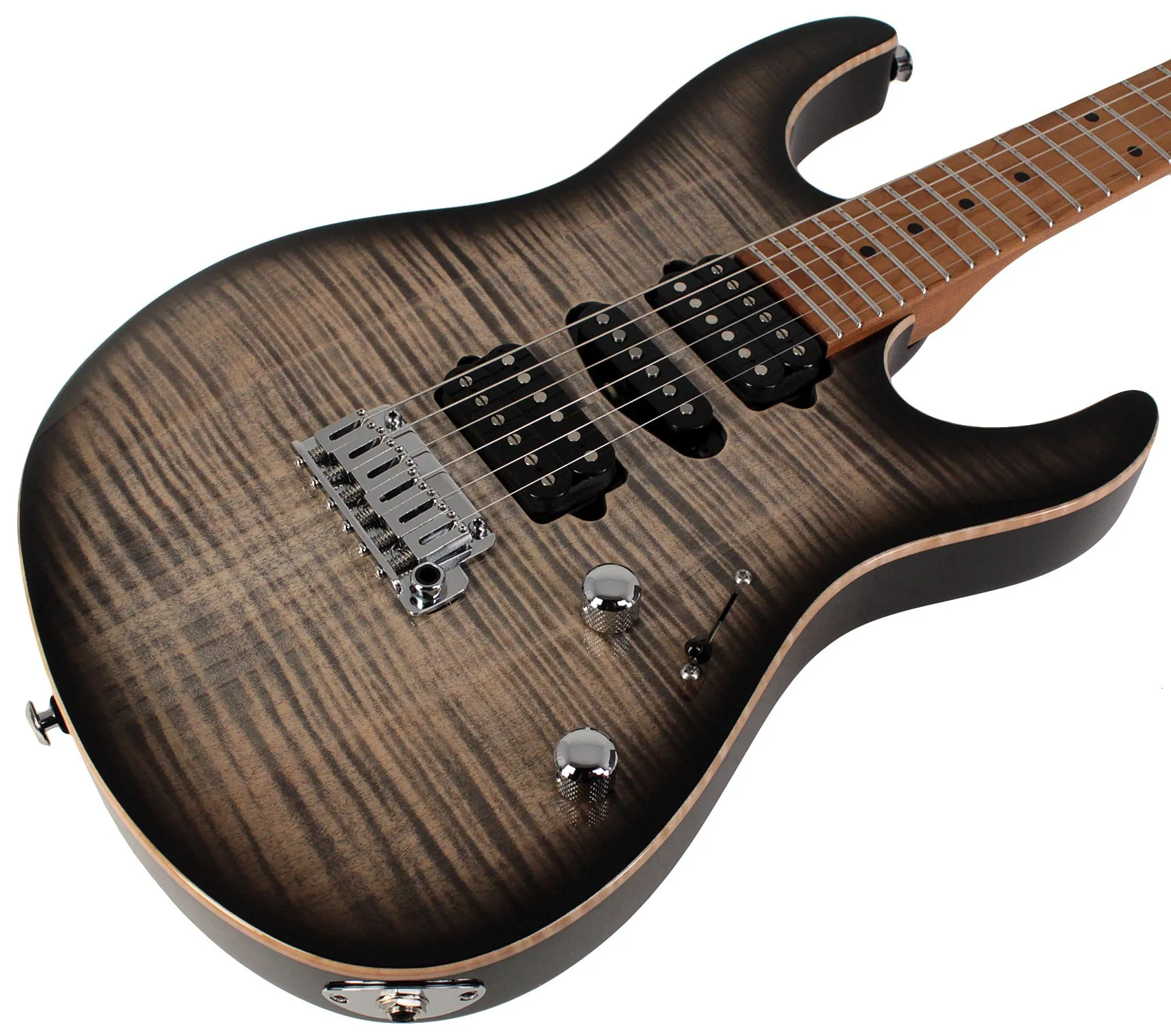 Suhr Modern Plus Guitar, Charcoal Burst, Roasted Maple, HSH