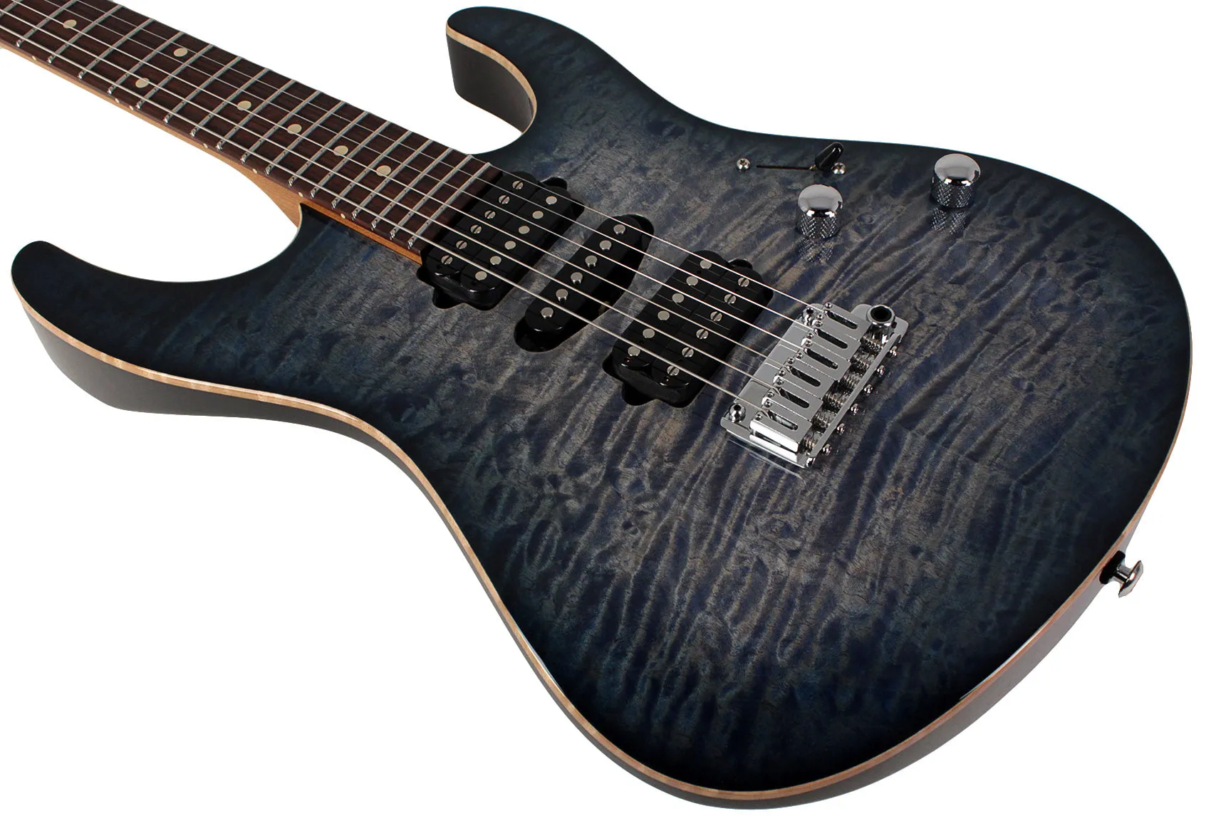 Suhr Modern Plus Guitar, Trans Whale Blue Burst, Pau Ferro, HSH