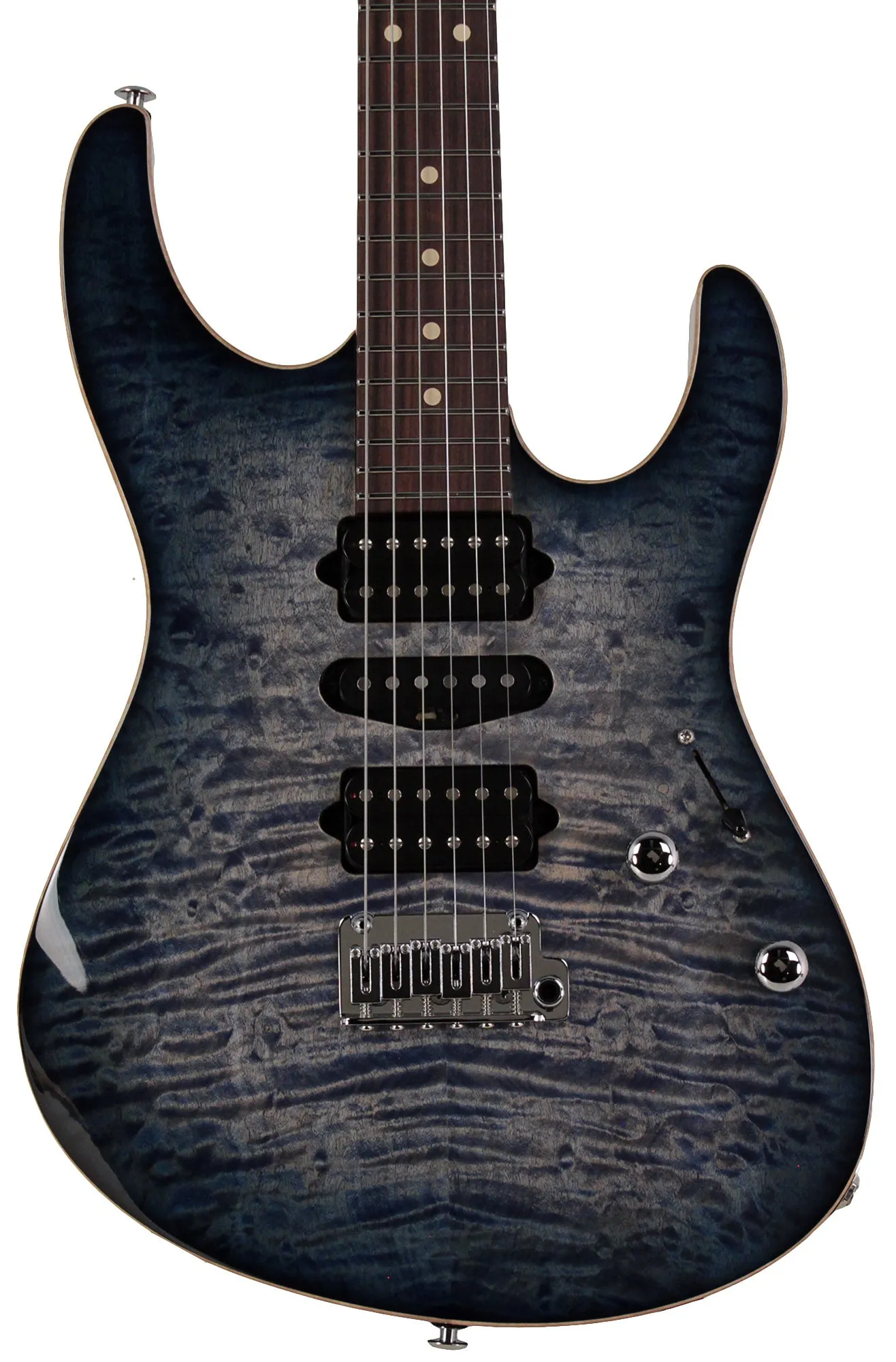 Suhr Modern Plus Guitar, Trans Whale Blue Burst, Pau Ferro, HSH