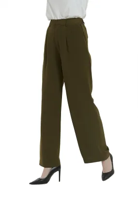 Tronjori Women High Waist Casual Straight Leg Long Business Work Suit Dress Pants Wide Leg Trousers Regular Waistband