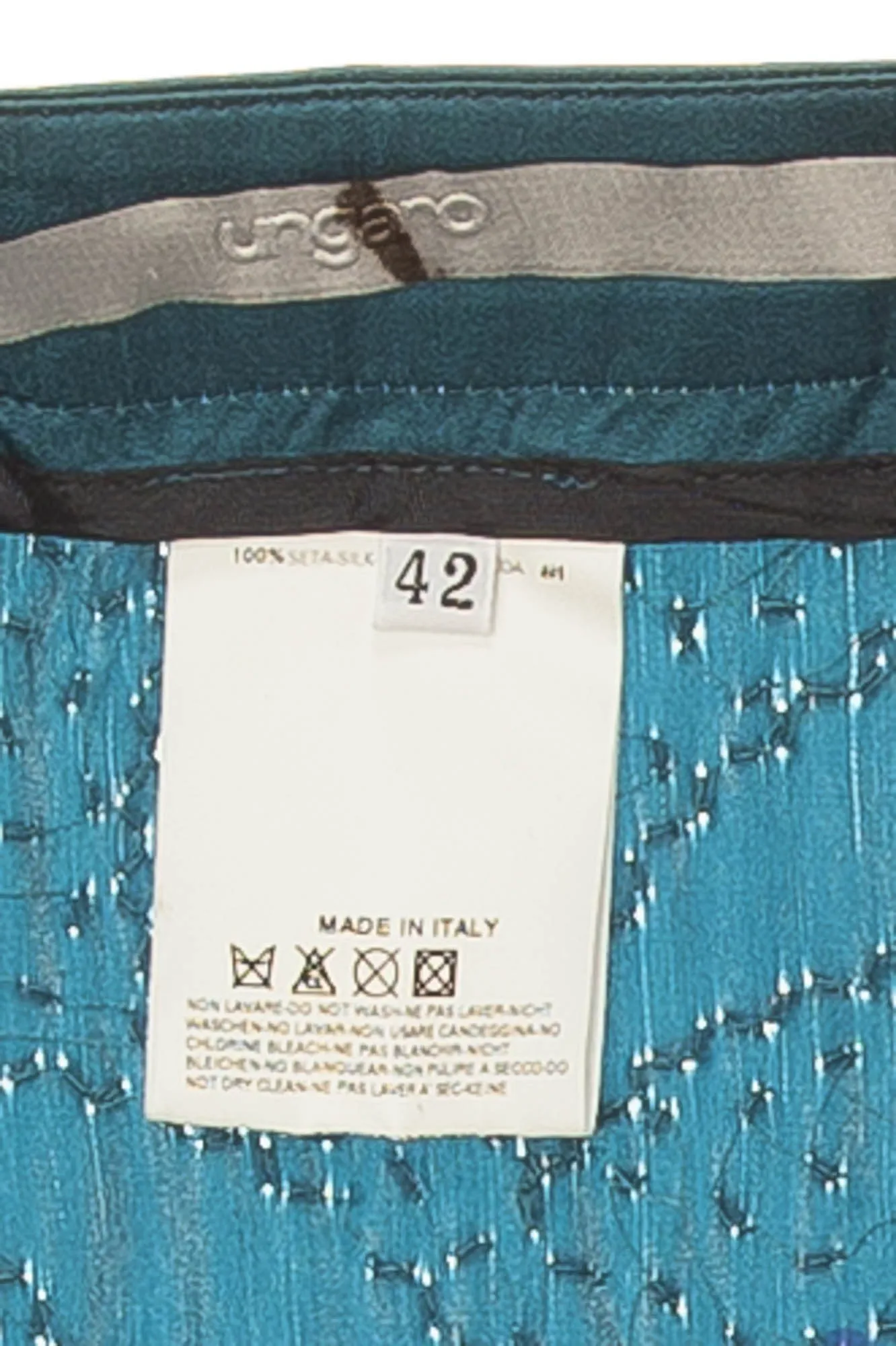 Ungaro - Teal Beaded Asymmetrical Skirt - FR 38