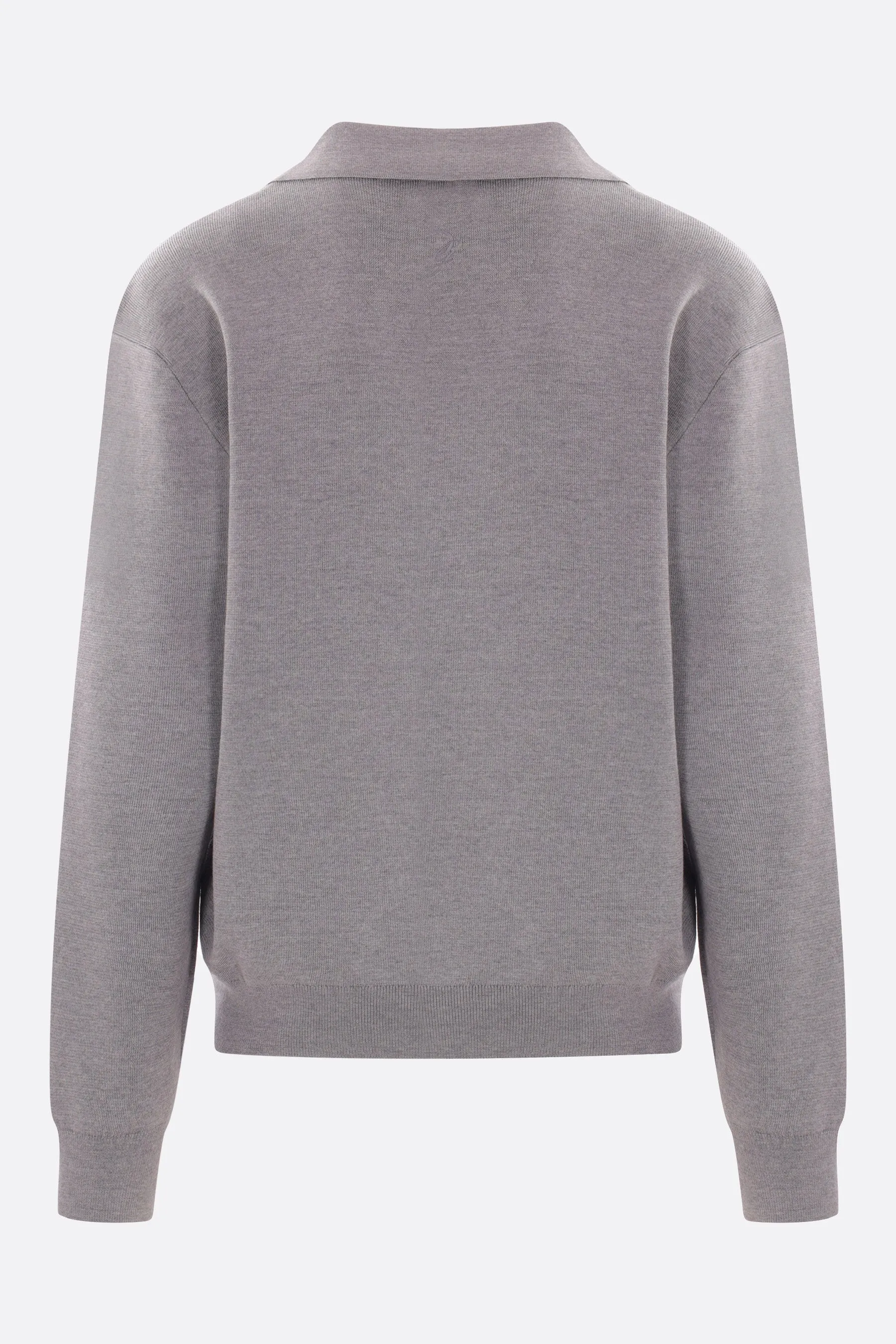 V-Neck Logo Embroidered Wool Sweater