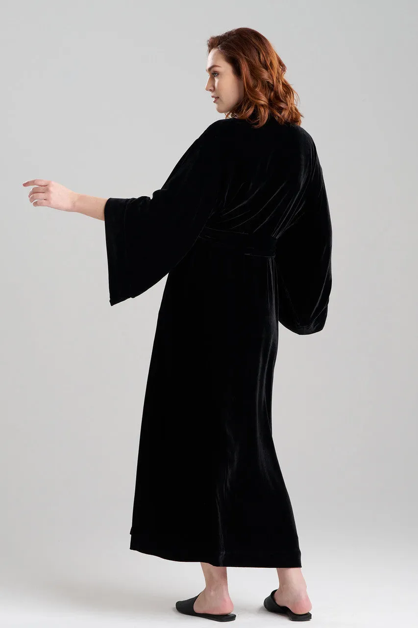 Velvet Embroidered Shawl Collar Robe
