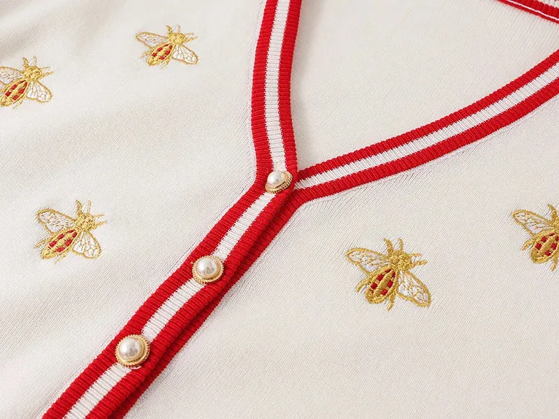 Women Bee-Embroidered Cardigan