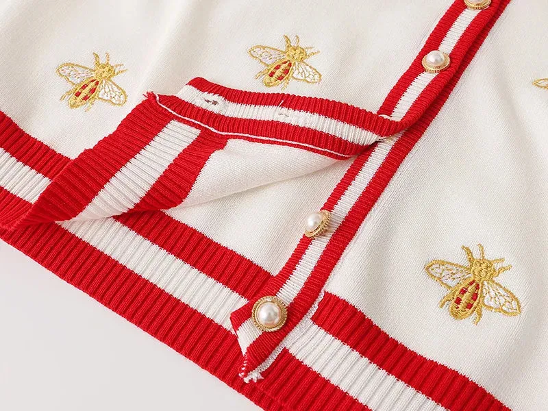 Women Bee-Embroidered Cardigan