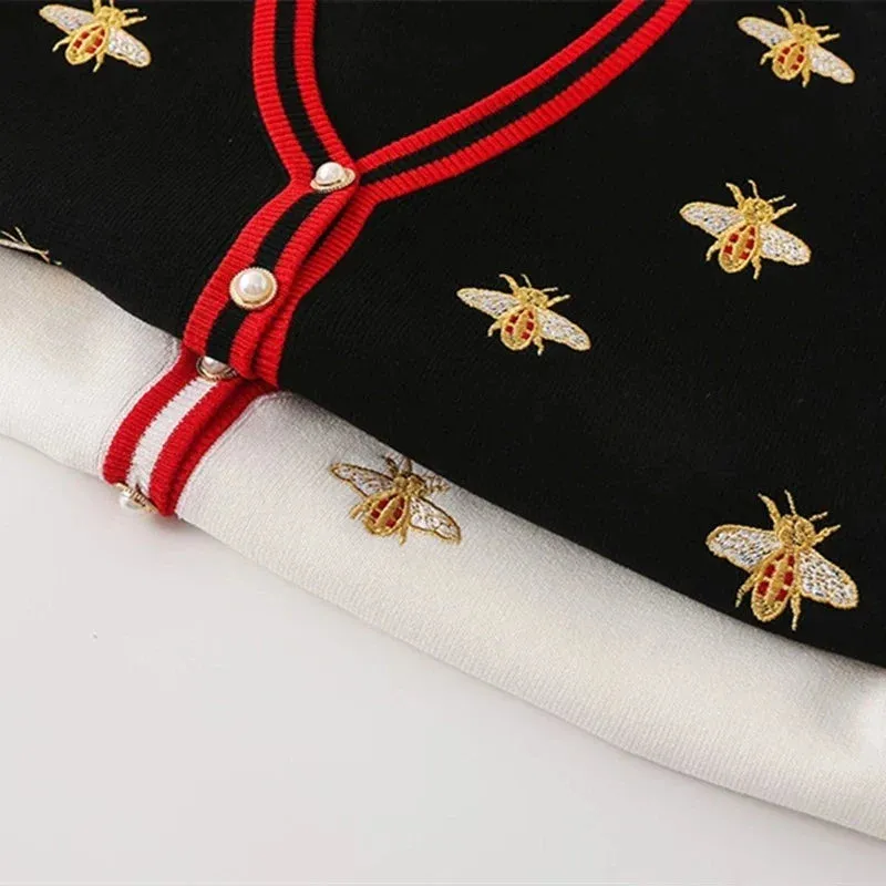 Women Bee-Embroidered Cardigan